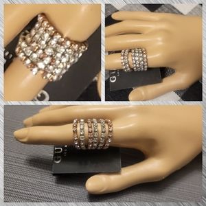 GUESS LOS ANGELES 🆕️  6 LAYER RHINESTONE 💍 BLING RING
